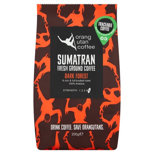 OrangUtan Sumatran Ground Coffee 200g, imported from the UK