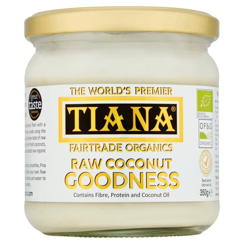 Tiana Raw Coconut Goodness coconut flesh jar 350ml (British brand)