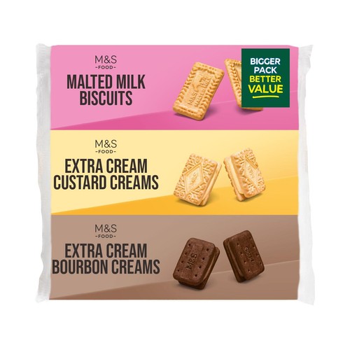 M&S Extra Cream triple pack biscuits 530g, imported from the UK