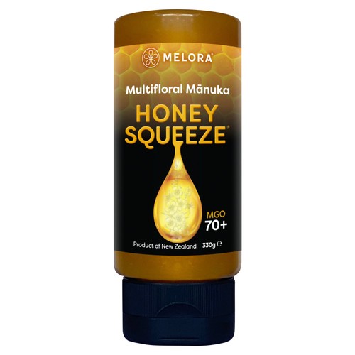 Melora Manuka Honey 70MGO Squeezy 330g, imported from the UK