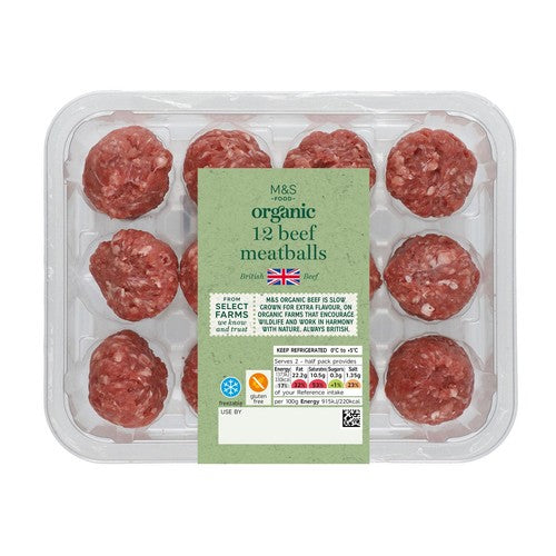 M&S Organic British 12 Beef Meatballs