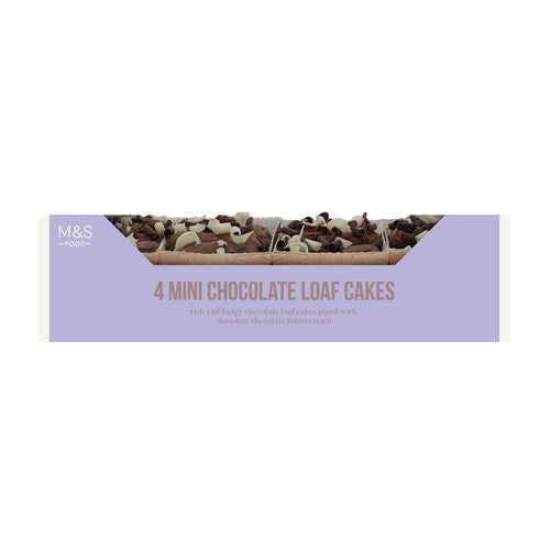 M&S chocolate mini loaf cakes 4 x 74g, imported from the UK