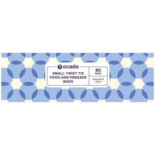 Ocado small twist tie food and freezer bags 80 pack, imported from the UK