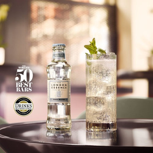 London Essence Co. soda water with sodium bicarbonate 200ml glass bottle, UK version
