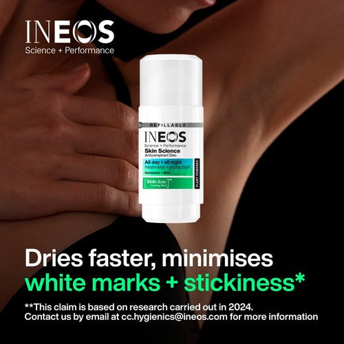 INEOS antiperspirant deodorant roll-on Geranium & Mint 50ml, UK version
