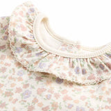 M&S Girls Floral Pointelle Bodysuit with Collar, 0-3 Months, Ivory