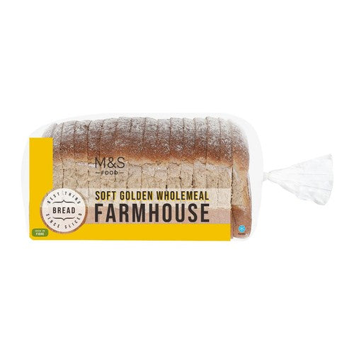 M&S soft wholemeal farmhouse bread loaf 800g, imported from the UK