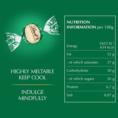 Lindt LINDOR dark mint chocolate truffles 200g, UK version