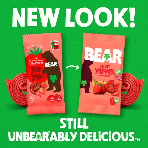 Bear Yoyos strawberry apple fruit rolls 100g - British product