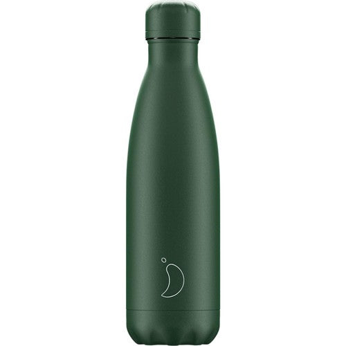 Chilly's Matte All Green insulated water bottle 500ml - British product