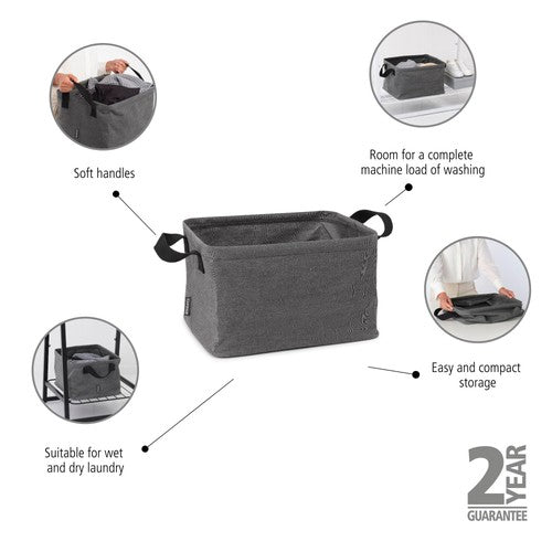 Brabantia Black Foldable Laundry Basket 35 Litre - British product