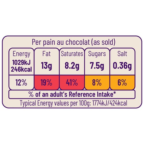 Ocado pain au chocolat pastry pack of 4, imported from the UK