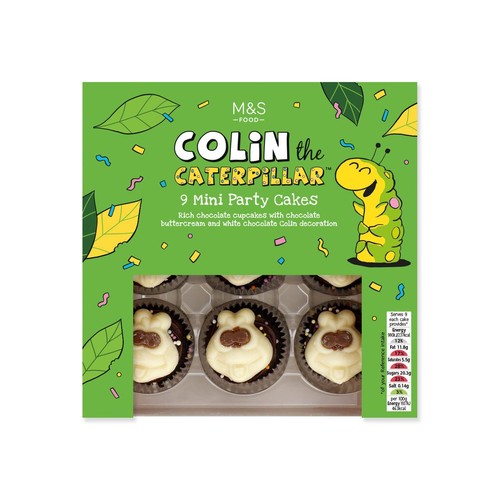 M&S mini Colin the Caterpillar chocolate cupcakes 460g, imported from the UK