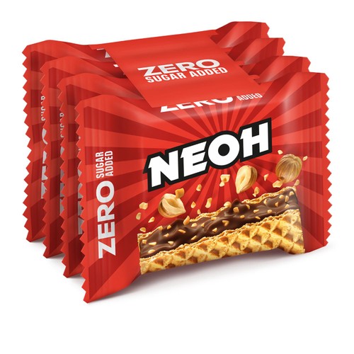 NEOH Hazelnut Chocolate Wafer Multipack, 4 Bars No Added Sugar, High Fibre