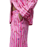 M&S Womens Striped Pyjama Set, 18, Pink