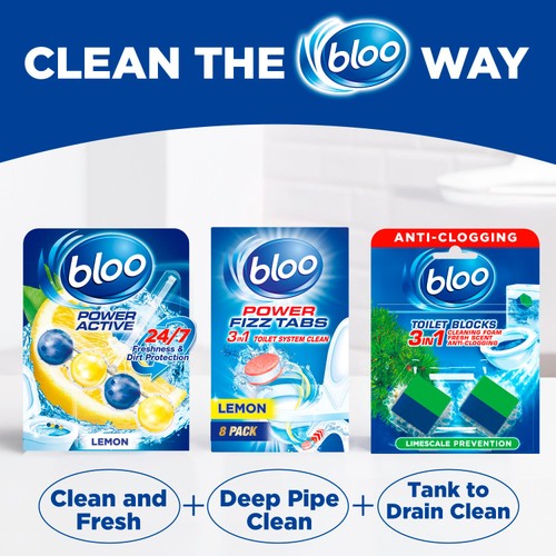 Bloo toilet cleaner block anti-clog pine scent 2x50g - British product