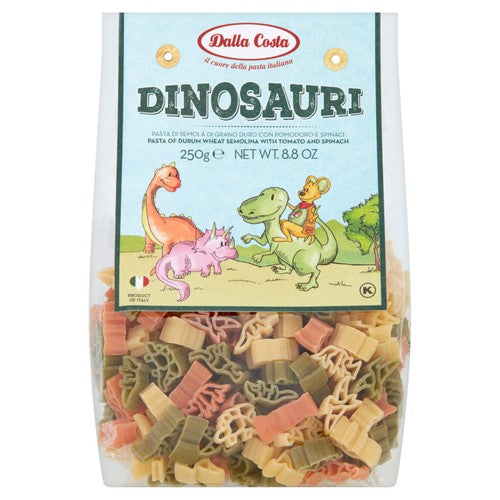 Della Costa tri-colour dinosaur pasta 250g - British product