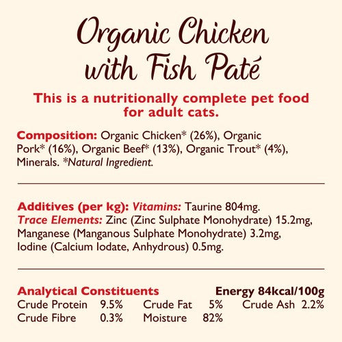 Lily's Kitchen organic chicken with fish cat food tray, UK version