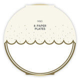 M&S white paper plates with gold trim, 23cm diameter, imported from the UK