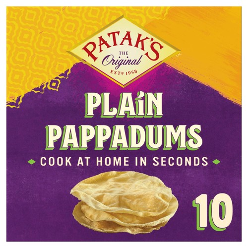 Patak's plain pappadums 100g, imported from the UK