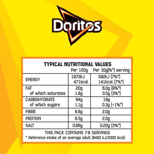 Doritos salted tortilla chips 230g, UK version