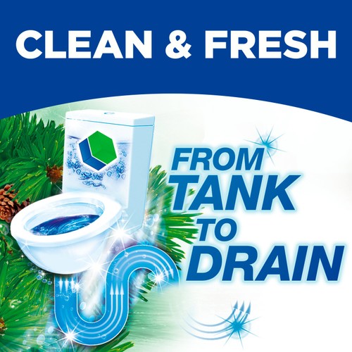 Bloo toilet cleaner block anti-clog pine scent 2x50g - British product