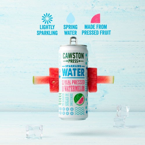 Cawston Press watermelon sparkling water can, UK version