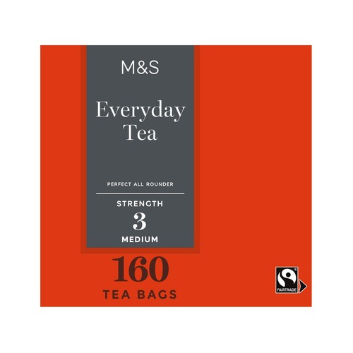 M&S Fairtrade Everyday tea bags 160 pack, imported from the UK