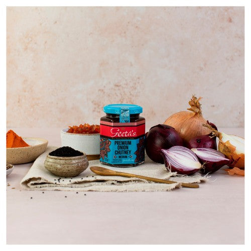 Geeta's Premium Onion Chutney 210g jar, UK version