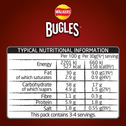 Walkers Bugles Southern Style BBQ corn snacks 110g (British brand)