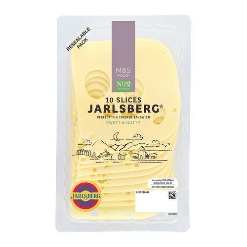 M&S sliced Jarlsberg cheese 10 slices 200g, imported from the UK