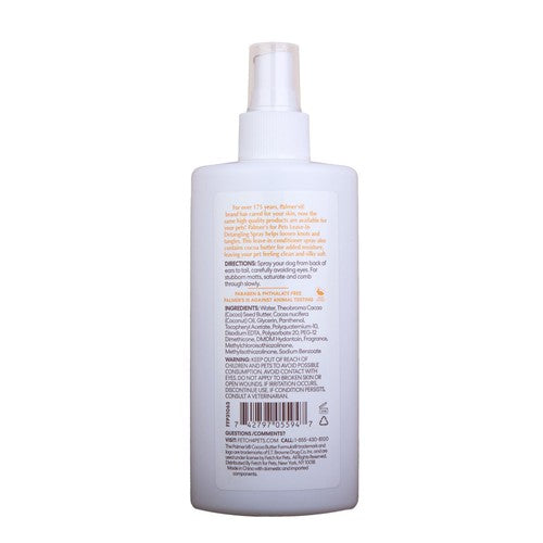 Palmer's pet detangling and conditioning spray with cocoa butter 227ml, imported from the UK