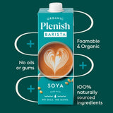 Plenish Organic Soya Barista Milk Long Life 1L, imported from the UK