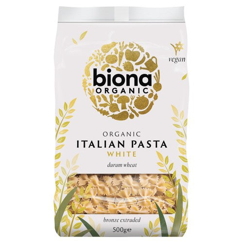 Biona organic white farfalle pasta 500g - British product