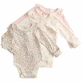 M&S Girls Floral Pointelle Bodysuit with Collar, 0-3 Months, Ivory