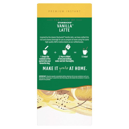 Starbucks vanilla latte coffee sachets 5 pack (British brand)