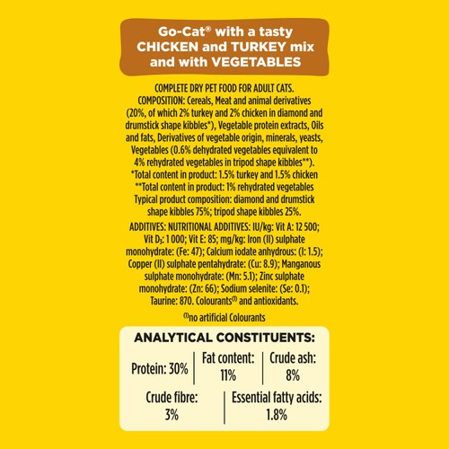 Go-Cat chicken and turkey dry cat food 750g, UK version