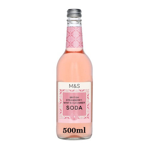 M&S Strawberry Mint and Cucumber Soda 500ml, imported from the UK
