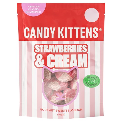 Candy Kittens Strawberries & Cream vegan fruit gums, UK version