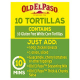 Old El Paso Small Gluten Free White Corn Tortilla Wraps 10 Pack, imported from the UK