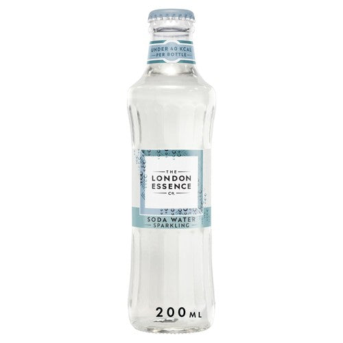 London Essence Co. soda water with sodium bicarbonate 200ml glass bottle, UK version