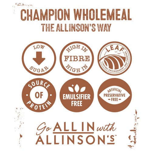 Allinson's wholemeal bread topped with oat bran 650g - British product