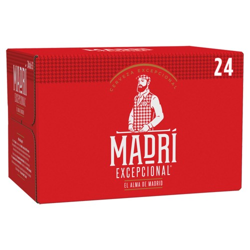 Madri Excepcional lager beer 24 x 330ml bottles, imported from the UK