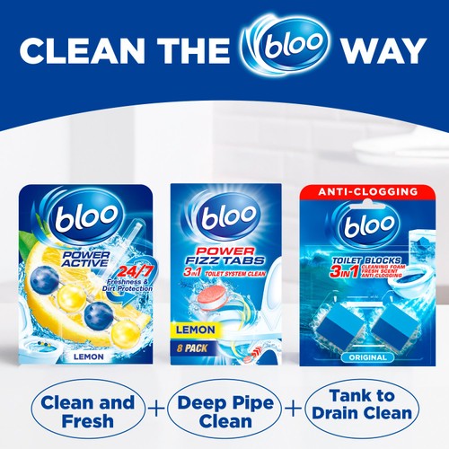 Bloo original blue toilet rim blocks 2 x 50g - British product