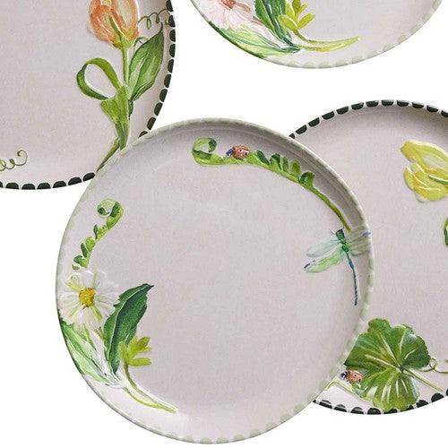M&S floral melamine dinner plate set green 28cm, imported from the UK