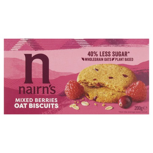 Nairn's mixed berries oat biscuits 200g, imported from the UK