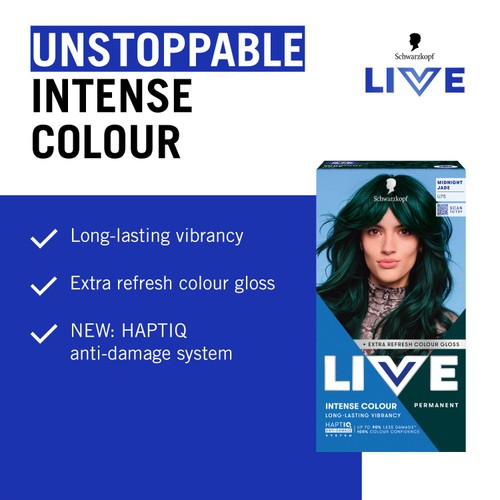Schwarzkopf LIVE Intense Colour U75 Midnight Jade hair dye box, UK version