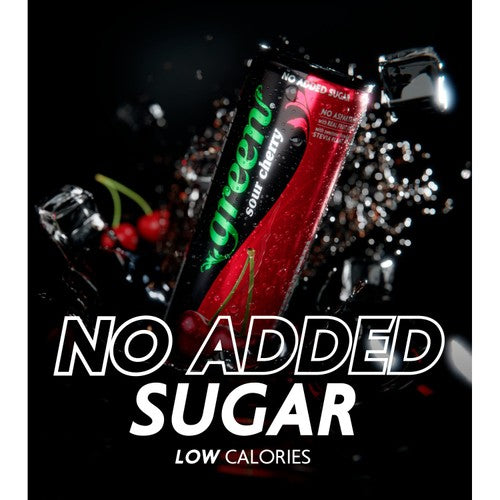 GREEN COLA Sour Cherry sugar-free cola 4 x 330ml cans, UK version