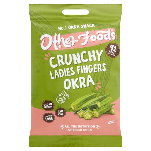 Other Foods okra chips 40g, imported from the UK