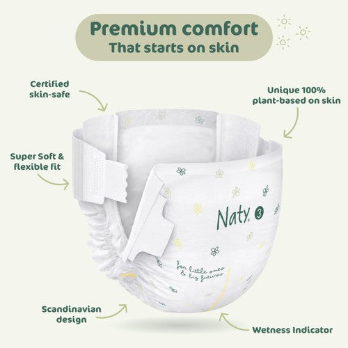 Naty BioEmbrace Big Pack nappies Size 3 (4-9kg), imported from the UK